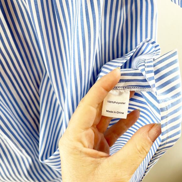 Tuckernuck Striped 3/4 Sleeve Royal Shirt Mini Dress Blue XS - Picture 8 of 10